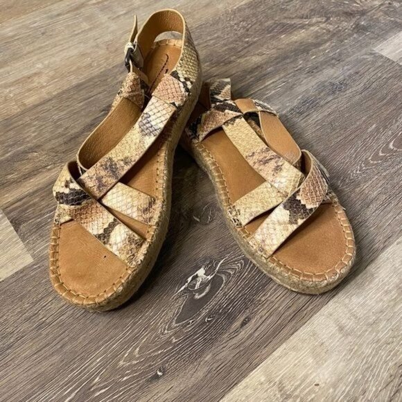 The Malia Espadrille Sandal in Snake Embossed Leather AM200 Size 7 - Picture 3 of 5